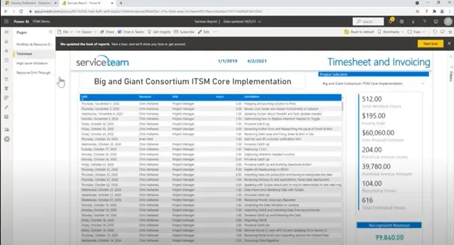 Great ITSM: ServiceTeam ITSM Timesheet and Invoicing 